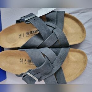 NWT Birkenstock Lugano Old black, narrow fit,leather suede size 42 Unisex sandal